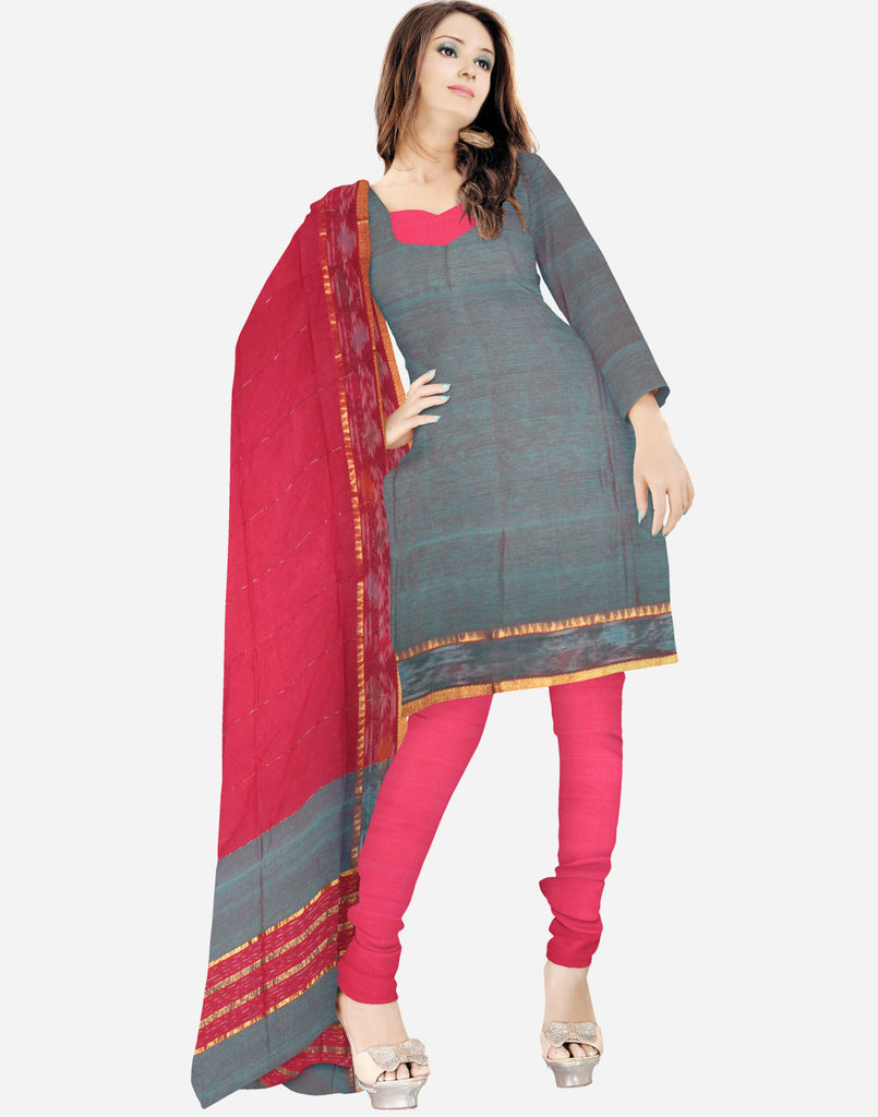 Half N Half Chiffon Jacquard and Net Lehenga Style Saree in Red and Beige
