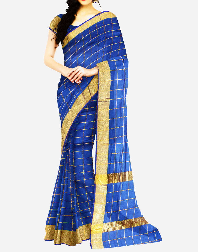 Embroidered Georgette Saree in Navy Blue